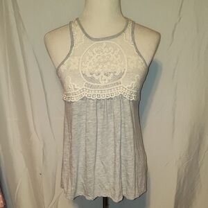 Rewind Gray and Cream Lace Tank Top Size Small